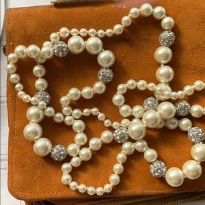 Long strand of Cz and pearl necklace